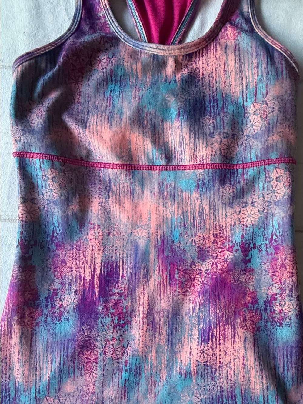 Ivivva Pink Purple Blue Tie-Dye Racerback Athletic Top size 12 - Picture 4 of 7